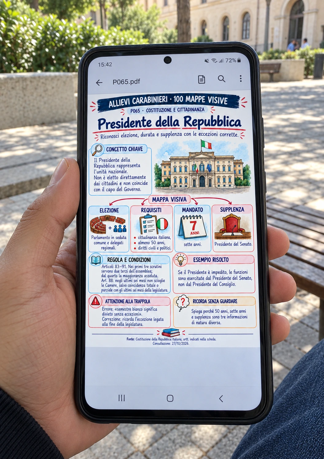Mappa Presidente della Repubblica sul telefono